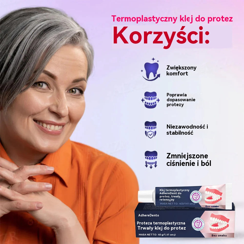 Lepilo za proteze AdhereDent® – stabilnost in naravno udobje nošenja