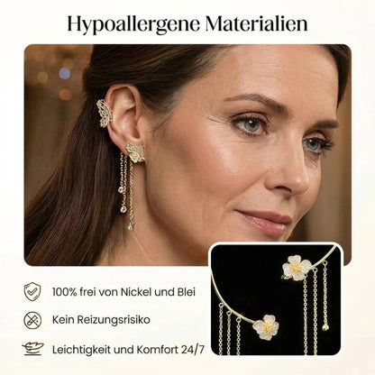 💕Posebna ponudba za Valentinovo - 50 % popusta💕Preprosti uhani na sponko z motivi metuljev in rož ter resicami – elegantni in udobni, prebadanje ni potrebno 🌸🦋
