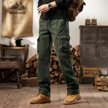 👖🛠️ Moške taktične hlače iz 100 % bombaža, v kaki barvi - z veliko žepi