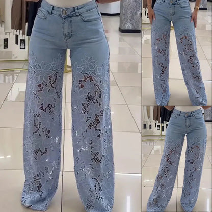📢📢Velika razprodaja!⏰Modne čipkaste kavbojke z vzorcem patchwork