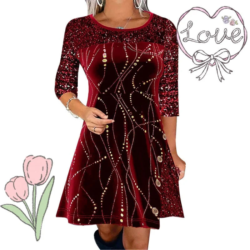 👗 TERAZ 50% ZNIŻKI! ⏰ Elegancka sukienka z cekinami, krój w kształcie litery A – Oszałamiający blask i idealny krój, idealna na imprezy i gale ✨