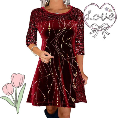 👗 TERAZ 50% ZNIŻKI! ⏰ Elegancka sukienka z cekinami, krój w kształcie litery A – Oszałamiający blask i idealny krój, idealna na imprezy i gale ✨