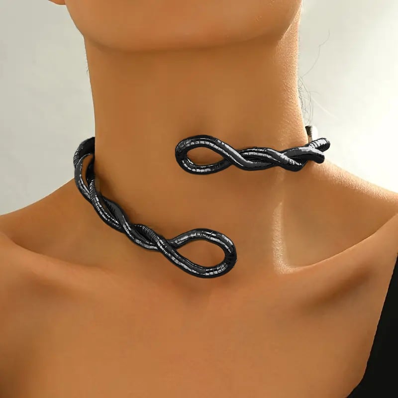 Naszyjnik z dzianiny wężowej - choker, bransoletka