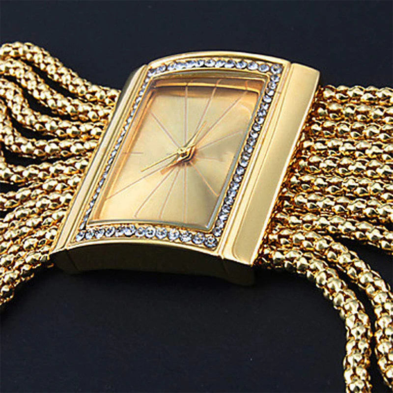 ⌚ ZDAJ 60 % POPUSTA! ✨ Kvarčna ura z okrasnimi kamni in resicami - elegantna in bleščeča, popolno darilo za praznovanja 💎🎁