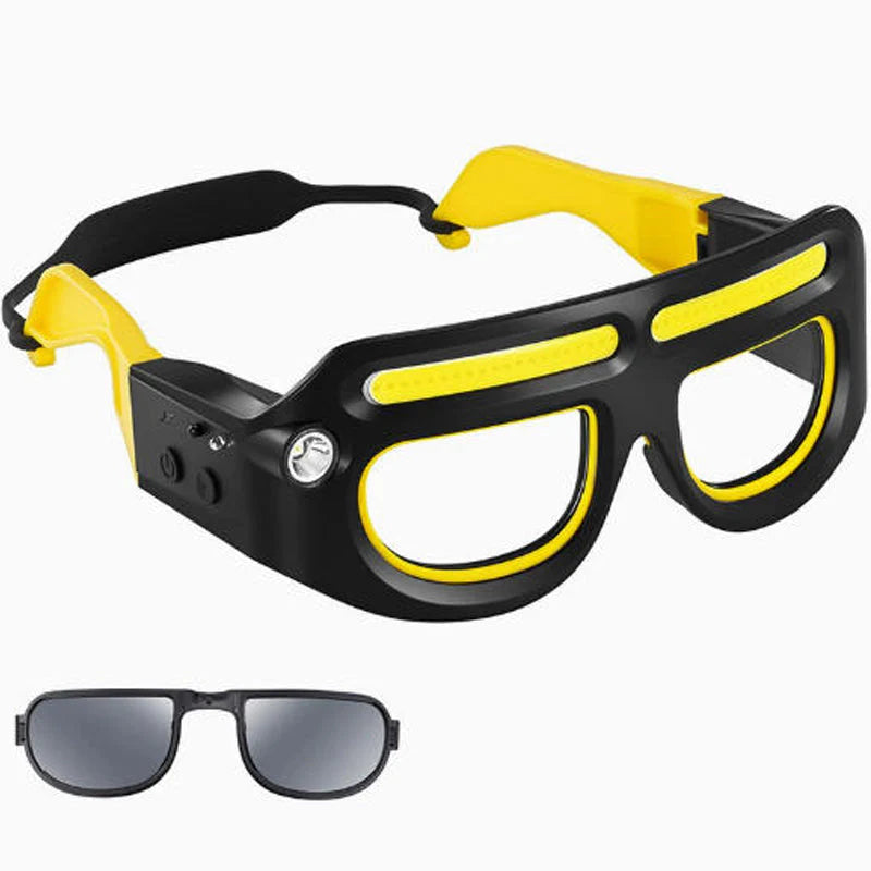 Akumulatorowe gogle LED z latarką czołową