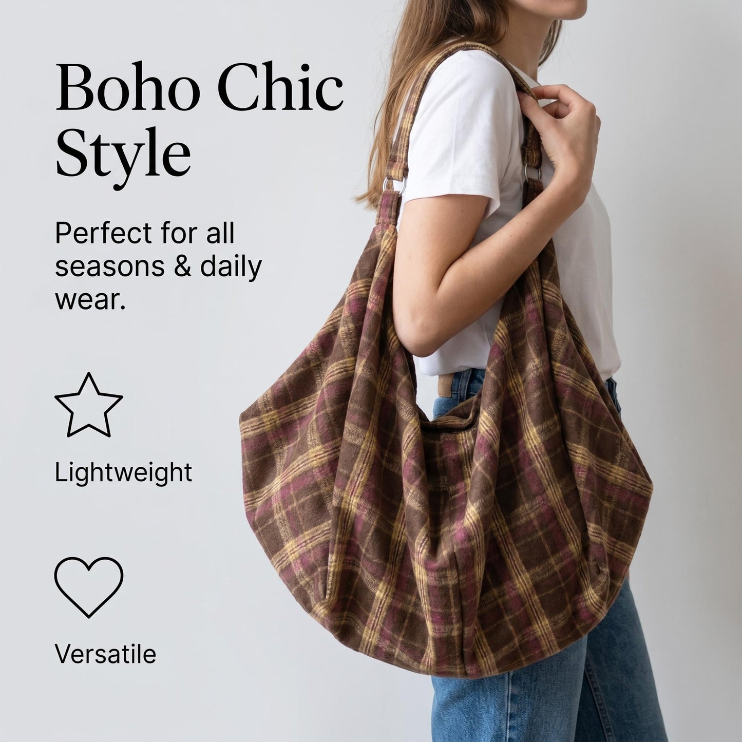 Udobna, ohlapna torba v boho slogu