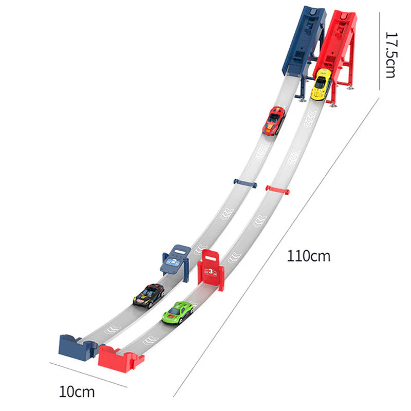 🚗🎁Zestaw toru wyścigowego z podwójną wyrzutnią samochodów dla dzieci
