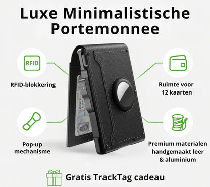 Portfel męski z blokadą RFID i slotem AirTag – ręcznie robiony skórzany portfel z przegródką na karty szybkiego dostępu i dużą pojemnością