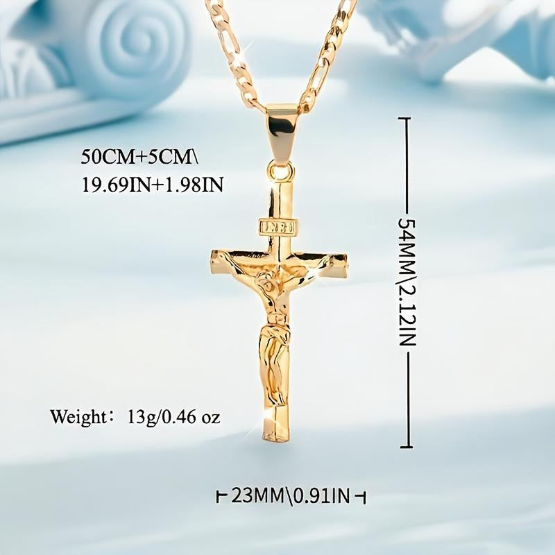 ✝️Ogrlica z obeskom v obliki križa zlate barve