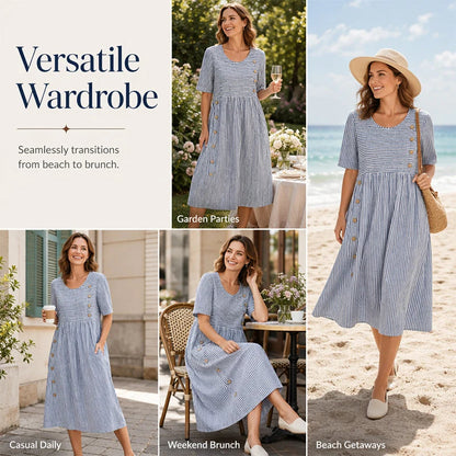 👗Nove pošiljke 50 % POPUST💥Ženska vsakodnevna črtasta obleka z ohlapnim krojem