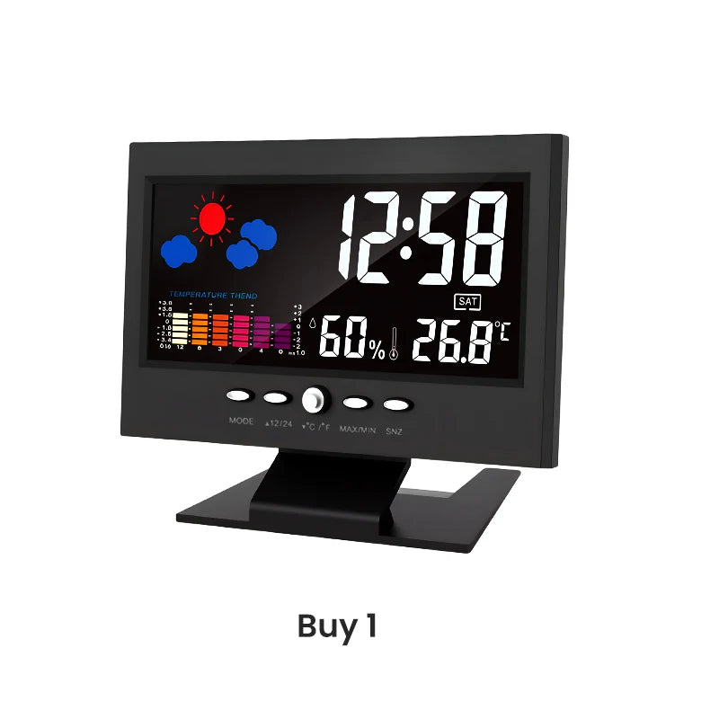 🔥Digitalna LED-ura za spremljanje temperature in vlažnosti, vremenska napoved, LED-namizna budilka
