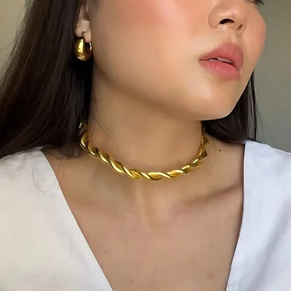 Naszyjnik z dzianiny wężowej - choker, bransoletka