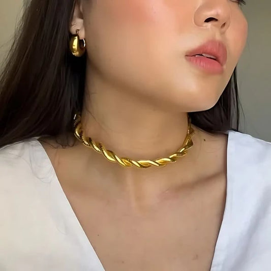 Naszyjnik z dzianiny wężowej - choker, bransoletka