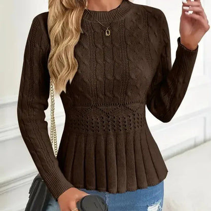 🌸Sweter damski z grubym dzianinowym dekoltem i baskinką