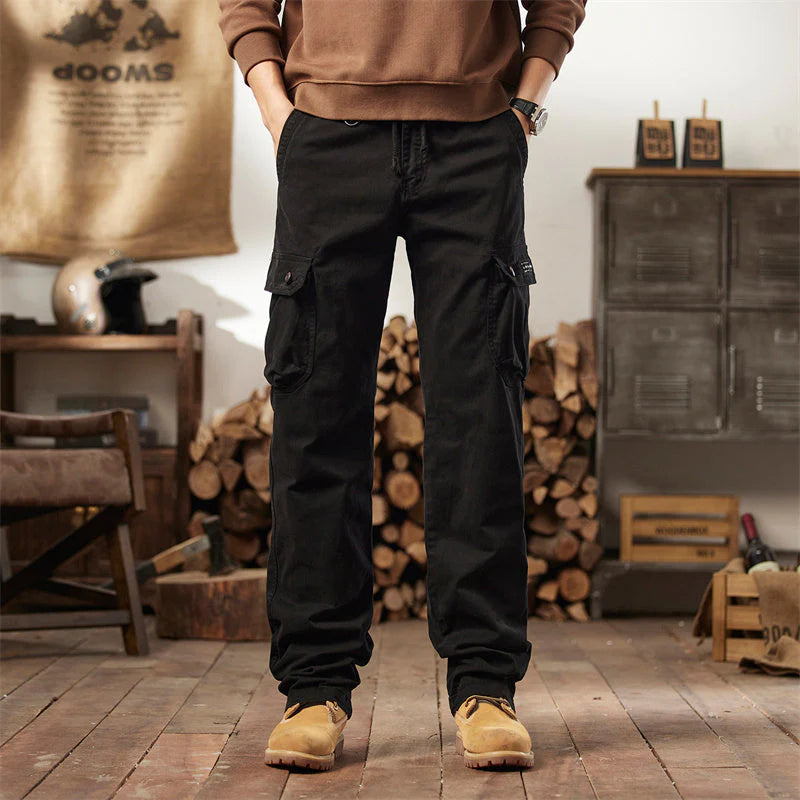 👖🛠️ Moške taktične hlače iz 100 % bombaža, v kaki barvi - z veliko žepi
