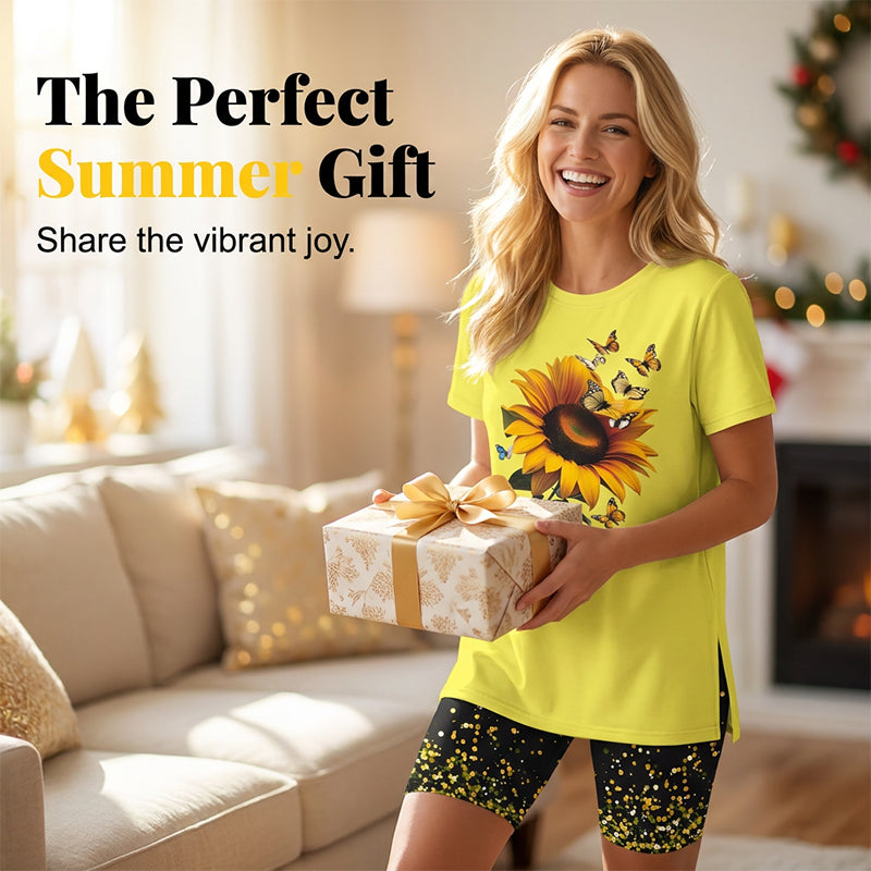 👚 Komplet tunik z več vzorci in razcepljenimi legicami za sprostitev