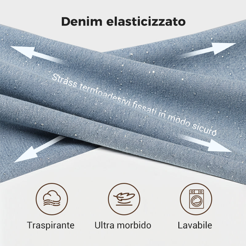 Jeans z ravnimi hlačnicami in okrasnimi kristali