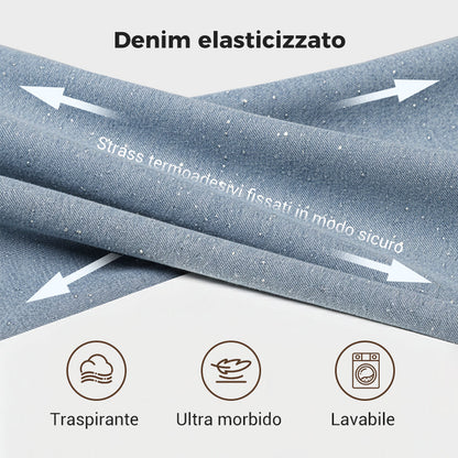 Jeans z ravnimi hlačnicami in okrasnimi kristali