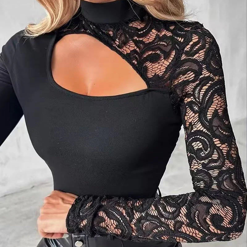 🔈🔈NOV PRIHOD 60% POPUST🌸Ženski asimetrični izrezan top s čipkastimi rokavi👚
