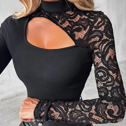 🔈🔈NOV PRIHOD 60% POPUST🌸Ženski asimetrični izrezan top s čipkastimi rokavi👚
