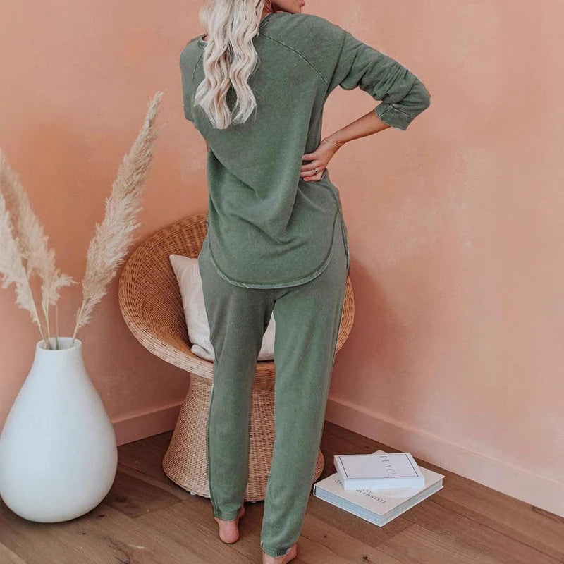 ✨Damski, luźny, swobodny komplet składający się z topu i spodni, 2 części