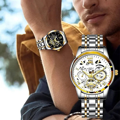 🔥Męski wodoodporny, rzymski, ażurowy, automatyczny zegarek mechaniczny⌚