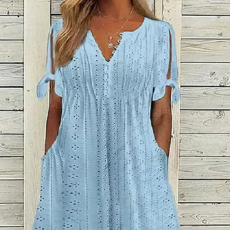 🥰Elegantna ženska obleka z V-izrezom