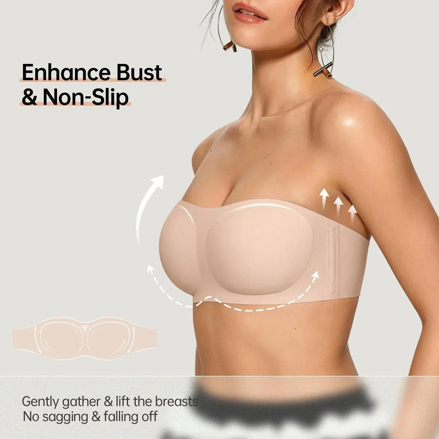 💞Ženski modrčki brez naramnic, modrčki push-up, bandeau modrčki, protizdrsni modrčki brez žičk, modrčki z oblazinjenim podprsjem, brezšivni in udobni modrčki v obliki cevi ter modrčki iz želatinastega materiala
