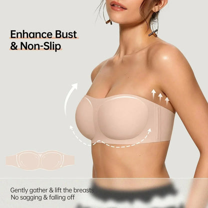 💞Ženski modrčki brez naramnic, modrčki push-up, bandeau modrčki, protizdrsni modrčki brez žičk, modrčki z oblazinjenim podprsjem, brezšivni in udobni modrčki v obliki cevi ter modrčki iz želatinastega materiala