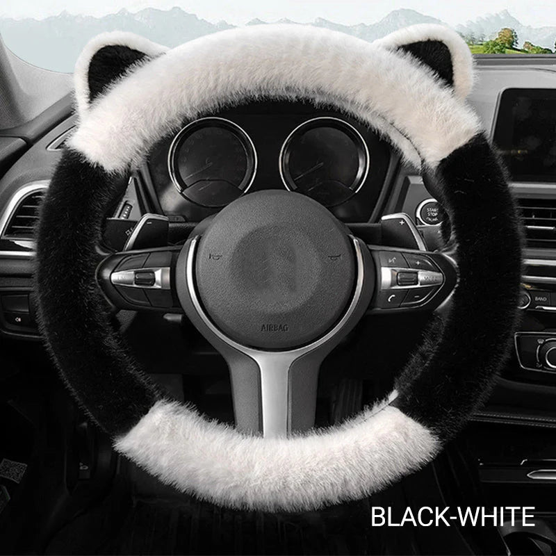 ⏰ Oferta ograniczona czasowo 🚗 Uniwersalny, antypoślizgowy, miękki, pluszowy pokrowiec na kierownicę w kształcie kocich uszu