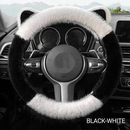 ⏰ Oferta ograniczona czasowo 🚗 Uniwersalny, antypoślizgowy, miękki, pluszowy pokrowiec na kierownicę w kształcie kocich uszu