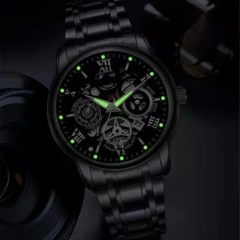 🔥Męski wodoodporny, rzymski, ażurowy, automatyczny zegarek mechaniczny⌚