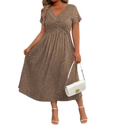 👗Elegantna obleka za ženske z V-izrezom in zavitim detajlom na sprednji strani✨
