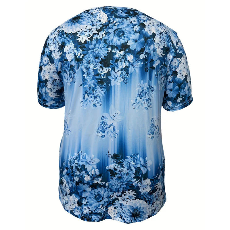 👚 50 % POPUST! 🌸 Elegantna ženska majica s kratkimi rokavi in cvetličnim potiskom – Lahkotna tkanina, romantičen dizajn in popolna za tople dni ☀️