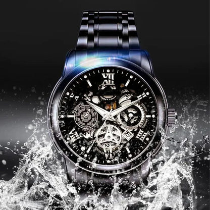 🔥Męski wodoodporny, rzymski, ażurowy, automatyczny zegarek mechaniczny⌚