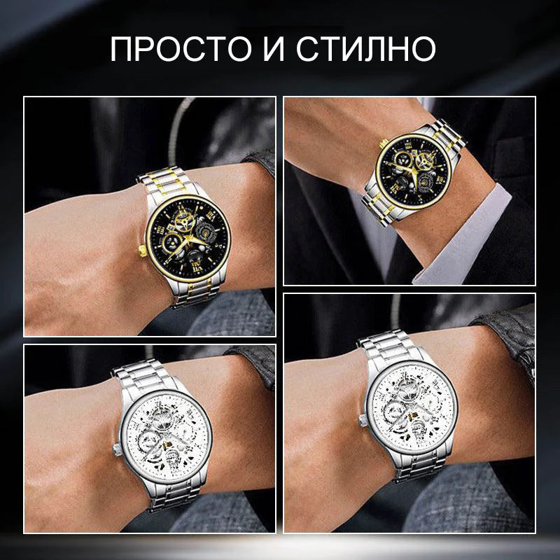 🔥Męski wodoodporny, rzymski, ażurowy, automatyczny zegarek mechaniczny⌚