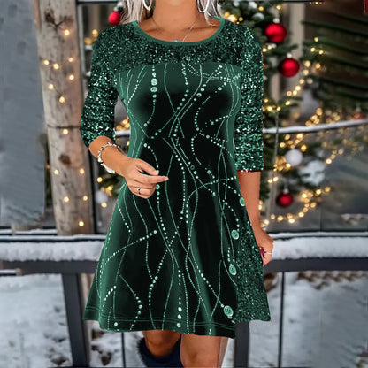 👗 TERAZ 50% ZNIŻKI! ⏰ Elegancka sukienka z cekinami, krój w kształcie litery A – Oszałamiający blask i idealny krój, idealna na imprezy i gale ✨