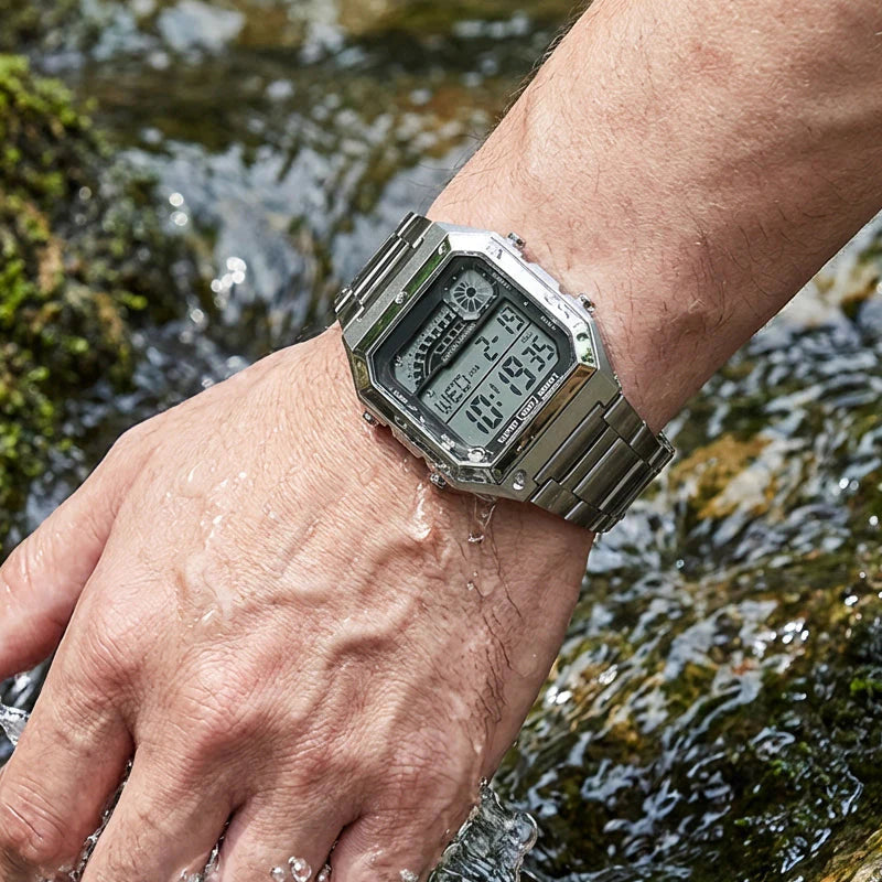 Unisex kvadratna digitalna ura s svetlečim zaslonom
