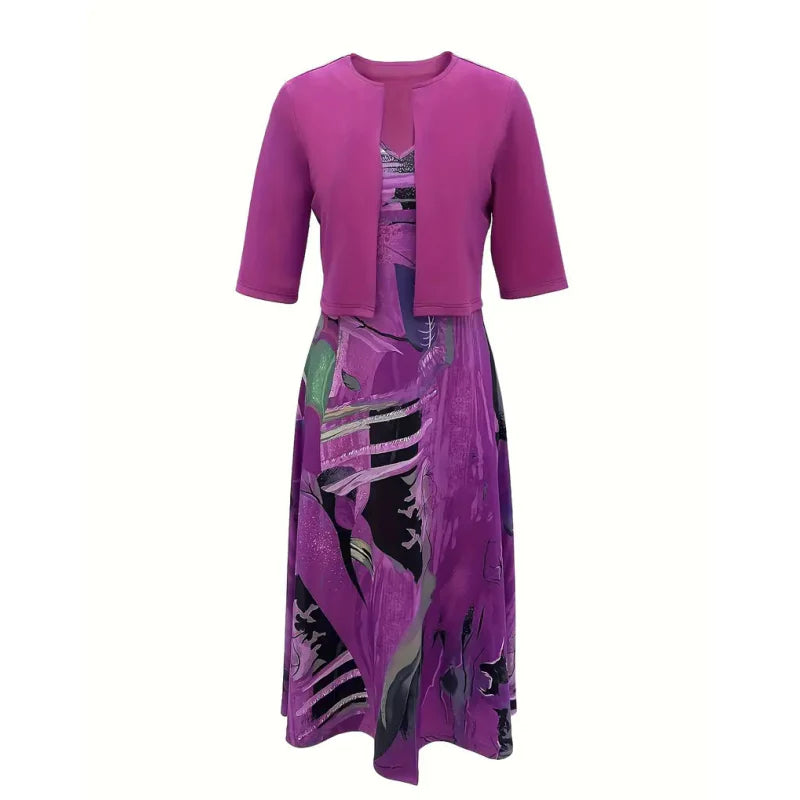 🔥Omejena ponudba: 50 % popust💎👗Dvodelni komplet za ženske - kratka jopica in obleka brez rokavov, elegantno in prefinjeno😍