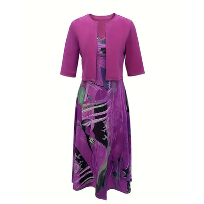 🔥Omejena ponudba: 50 % popust💎👗Dvodelni komplet za ženske - kratka jopica in obleka brez rokavov, elegantno in prefinjeno😍