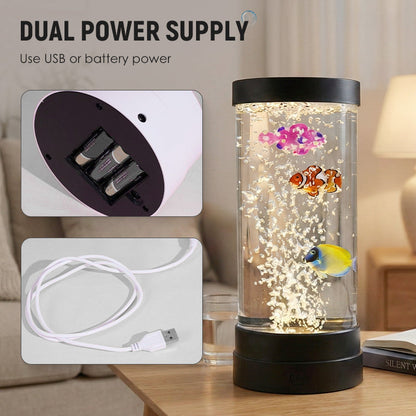 LED-svetilka za akvarij z motivom ribic v mehurčkih