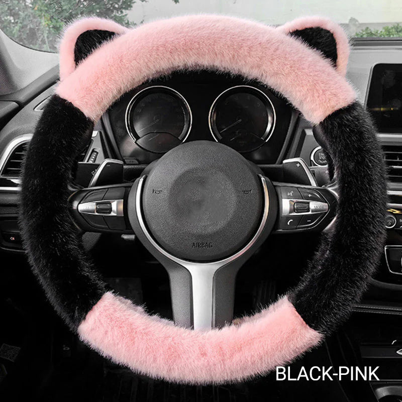 ⏰ Oferta ograniczona czasowo 🚗 Uniwersalny, antypoślizgowy, miękki, pluszowy pokrowiec na kierownicę w kształcie kocich uszu