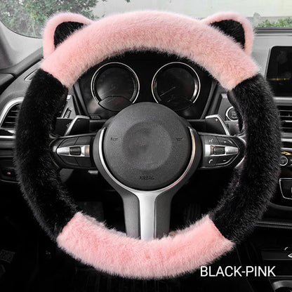 ⏰ Oferta ograniczona czasowo 🚗 Uniwersalny, antypoślizgowy, miękki, pluszowy pokrowiec na kierownicę w kształcie kocich uszu