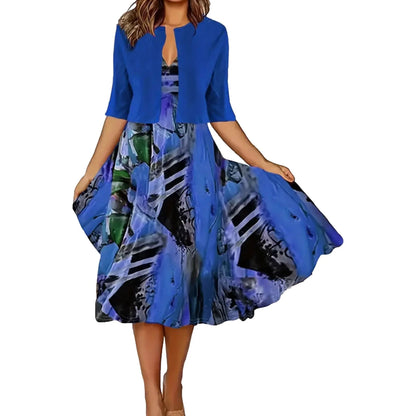 🔥Omejena ponudba: 50 % popust💎👗Dvodelni komplet za ženske - kratka jopica in obleka brez rokavov, elegantno in prefinjeno😍