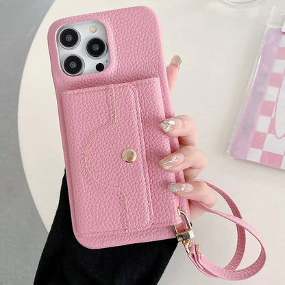 🔥📱 Etui ochronne dla kobiet, różowe, z portfelem i paskiem na nadgarstek 💃