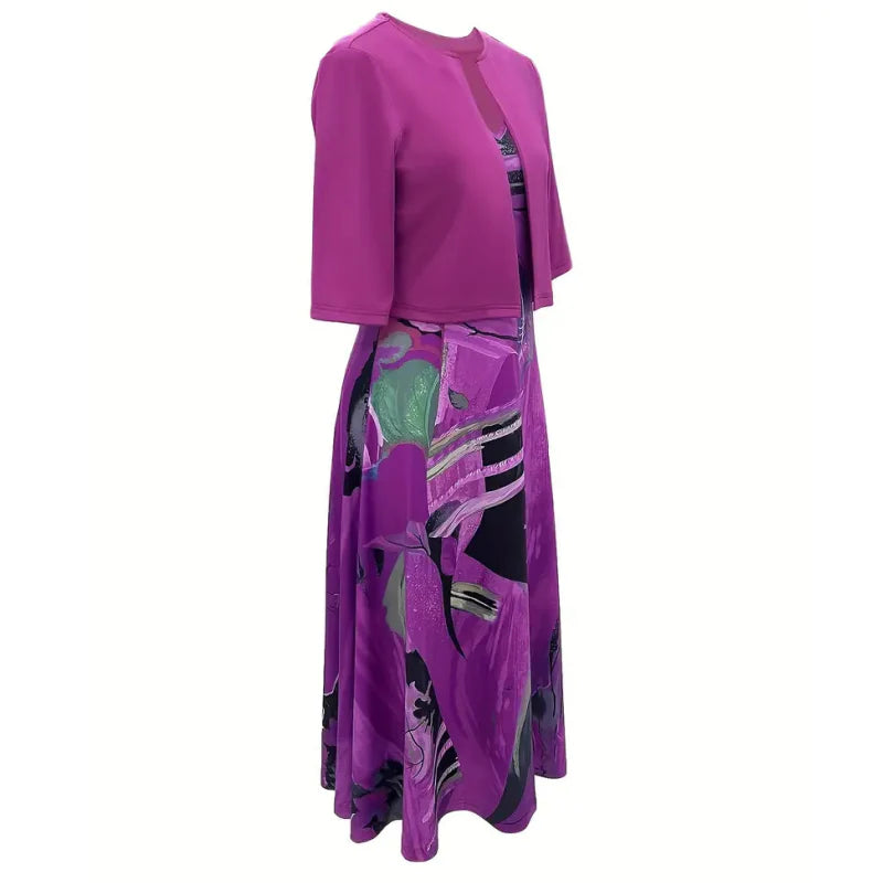 🔥Omejena ponudba: 50 % popust💎👗Dvodelni komplet za ženske - kratka jopica in obleka brez rokavov, elegantno in prefinjeno😍