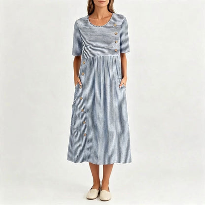 👗Nove pošiljke 50 % POPUST💥Ženska vsakodnevna črtasta obleka z ohlapnim krojem