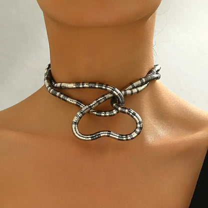 Naszyjnik z dzianiny wężowej - choker, bransoletka