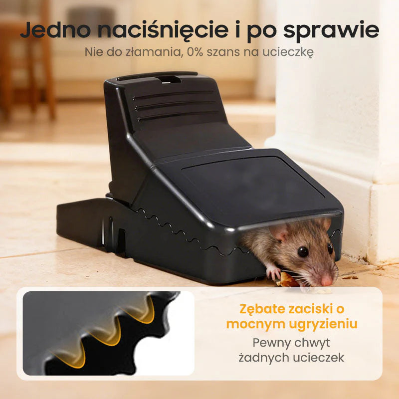 Wielokrotnego użytku pułapka na szczury z bardzo czułym mechanizmem spustowym