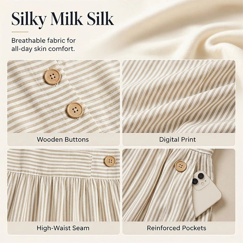 👗Nove pošiljke 50 % POPUST💥Ženska vsakodnevna črtasta obleka z ohlapnim krojem